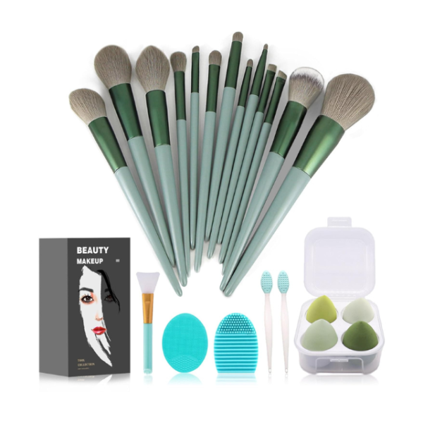 Makeup Brushes Set - (Green, 22 Piece Set)