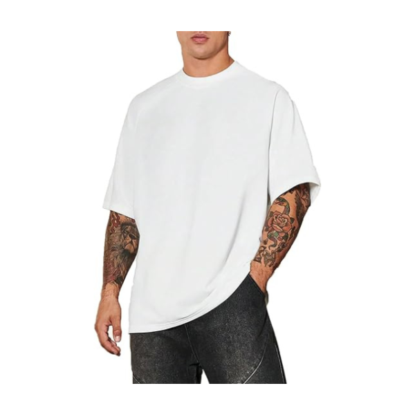 Men's Tops Drop Shoulder Crew Neck Solid Basic T Shirt.