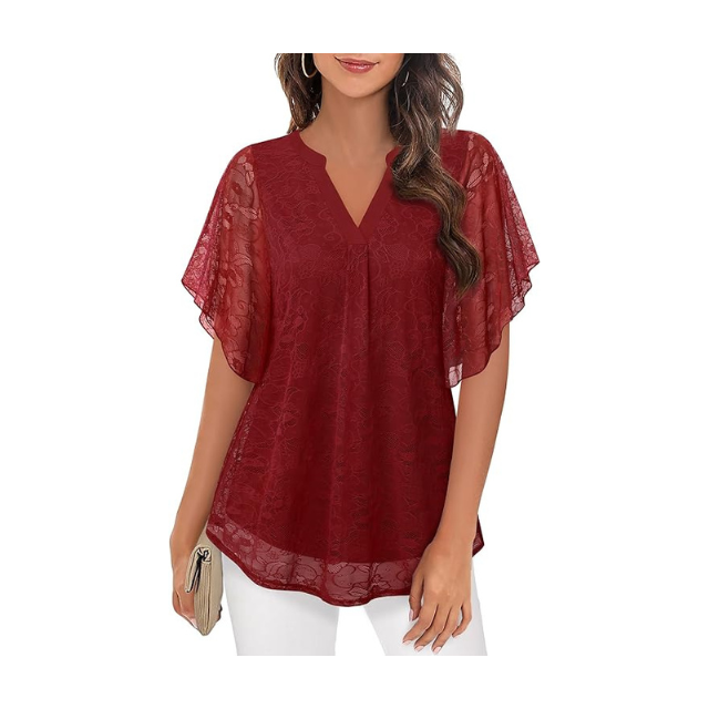 Women's Short Sleeve V Neck Blouses Shirts.