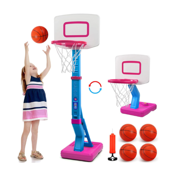 Adjustable Toddler Basketball Hoop - Indoor/Outdoor Fun for Kids.