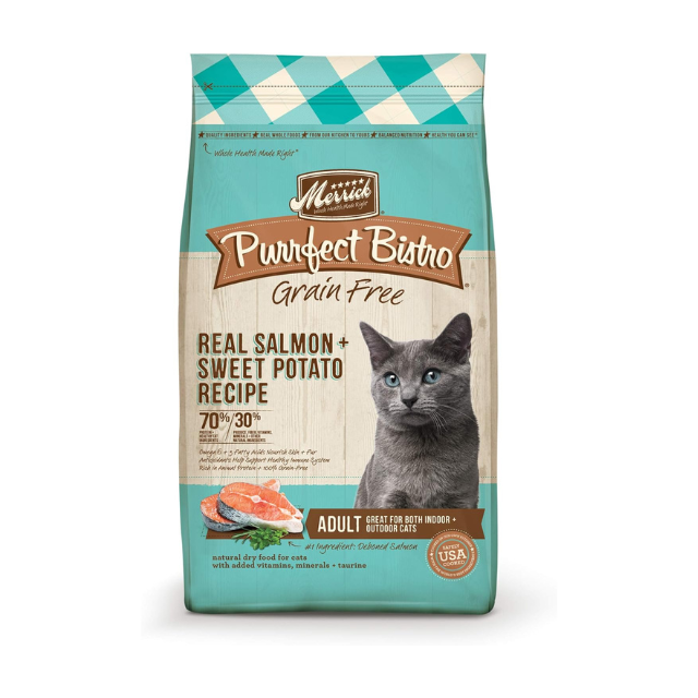 Purrfect Bistro Grain-Free Cat Food - Salmon & Sweet Potato, 4 lb Bag.