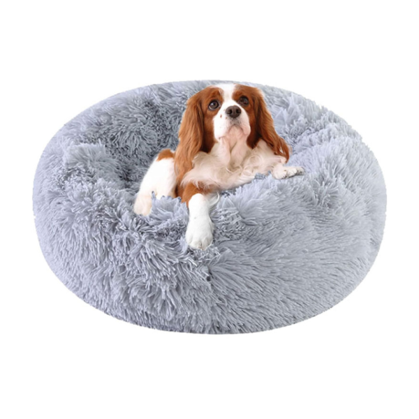 Calming Round Donut Dog Bed - Washable and Anti-Slip.